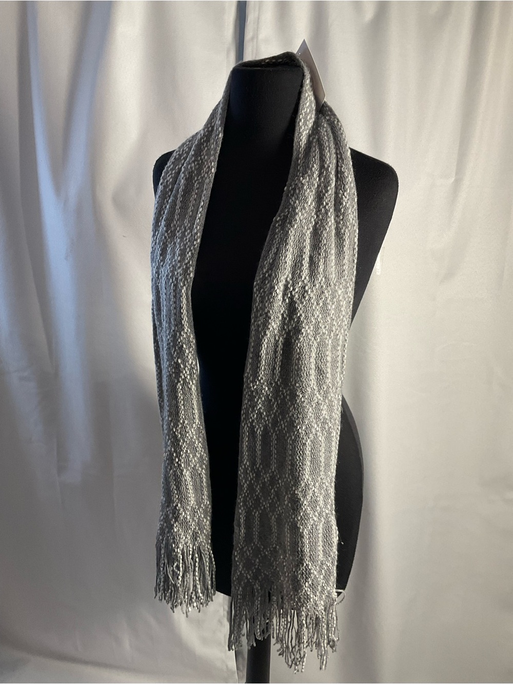 Gray Woven Fringe Scarf